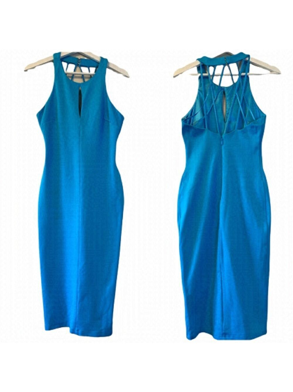 Bebe Keyhole Crisscross Strappy Bodycon Midi Dress